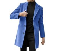 Vhersily 2025 Manteau Tweed pour Homme Automne/Hiver Élégant Trench Épais et Chaud de Moyenne Longueur, avec Revers Classique, Chic Jackets, pour Mariage, Business, Anti-saleté et Hydrofuge, B Bleu, M