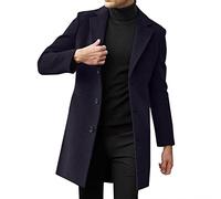 Vhersily 2025 Manteau Tweed pour Homme Automne/Hiver Élégant Trench Épais et Chaud de Moyenne Longueur, avec Revers Classique, Chic Jackets, pour Mariage, Business, Anti-saleté et Hydrofuge, B Marina