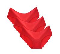 Vhersily 2025 offres - 3pc Culotte Slip Brésilien Invisible Basse Couleur Pure Femmes Culotte Bikini Basique Taille Moyenne Randonnée Brésilienne Invisibibli par Paquet, Rouge B, XL