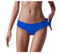 Vhersily 2025 offres - 3pc Culotte Slip Brésilien Invisible Basse Couleur Pure Femmes Culotte Bikini Basique Taille Moyenne Randonnée Brésilienne Invisibibli par Paquet, Blue A, M