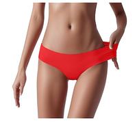 Vhersily 2025 offres - 3pc Culotte Slip Brésilien Invisible Basse Couleur Pure Femmes Culotte Bikini Basique Taille Moyenne Randonnée Brésilienne Invisibibli par Paquet, Rouge A, S