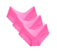Vhersily 2025 offres - 3pc Culotte Slip Brésilien Invisible Basse Couleur Pure Femmes Culotte Bikini Basique Taille Moyenne Randonnée Brésilienne Invisibibli par Paquet, Hot Pink B, M