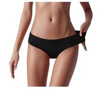 Vhersily 2025 offres - 3pc Culotte Slip Brésilien Invisible Basse Couleur Pure Femmes Culotte Bikini Basique Taille Moyenne Randonnée Brésilienne Invisibibli par Paquet, Black A, S