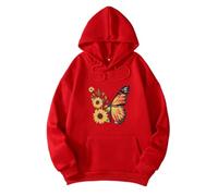 Vhersily 2025 Pull à Capuche Coton Sweatshirt Élégant Hoodie Sweat Léger Manches Longues Pull Sweatshirt Vintage Y2K à la Mode Pull à Imprimé 3D pour Automne Hiver, W rouge, S