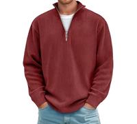Vhersily 2025 Pull à fermeture éclair à un quart en coton à col roulé à manches longues pour hommes avec fermeture éclair 1/4 Doux Col roulé Classique Pulls d'Hiver Regular Fit Pull Polo pour Course