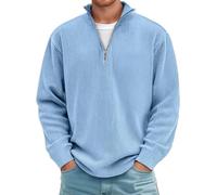Vhersily 2025 Pull à fermeture éclair à un quart en coton à col roulé à manches longues pour hommes avec fermeture éclair 1/4 Doux Col roulé Classique Pulls d'Hiver Regular Fit Pull Polo pour Course