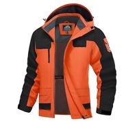 Vhersily 2025 Veste de ski pour homme imperméable doublée en polaire avec capuche amovible d'hiver chaude de patinage sur glace manteaux veste thermique de snowboard de randonnée pour escalade, Orange