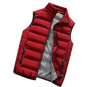 Vhersily 2025 Veste Doudoune Hommes Sans Manches Courtes Veste Ultra Léger Chaud Rembourré Vestes Slim Fit Veste Parka Manteau Parfait pour Automne et Hiver, Anti-saleté et Hydrofuge, rouge, M