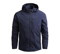 Vhersily 2025 Veste Softshell pour homme en plein air Coupe Vent Casual Sport Léger Veste de Randonnée Montagne Imperméable à Capuche Détachable, Vestes Sportives, Anti-saleté et Hydrofuge, Bleu foncé