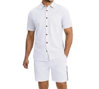 Vhersily 2026 Chemise d'été pour homme avec boutons de plage à manches courtes de couleur unie pour correspondre à un short léger taille haute mer de plage avec poches mode Streetwear passage partout