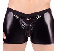 Vhersily 2026 Culotte de Boxer Sexy pour Hommes en Simili Cuir Gay avec Ouverture sur le Cheval Sous-Vêtements Shorts de Nuit à Effet Humide, Gothique Épais Romantique Pyjamas Cadeau de la