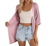 Vhersily 2026 Femmes Cardigans Léger Crochet d'Été Décontracté Lâche Ouvert sur le Devant Pull de Plage Coverup Beachwear Couverture de Costume Passage Partout pour Bateau Yoga Croisière, rose, XS