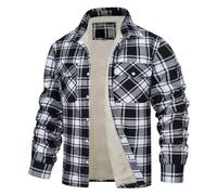 Vhersily 2026 Hommes Chemise Thermique Polaire Chemises en Flanelle Chemise de Bûcheron Veste Mode Confortable Classique Couleur Unie Douce Demi-Saison Doudounes Hiver Coupe Vent pour VTT Golf Travail