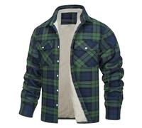 Vhersily 2026 Hommes Chemise Thermique Polaire Chemises en Flanelle Chemise de Bûcheron Veste Mode Confortable Classique Couleur Unie Douce Demi-Saison Doudounes Hiver Coupe Vent pour VTT Golf Travail