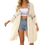 Vhersily 2026 Kimono de plage cardigan long d'été bikini couverture léger poncho grande taille costume sexy soutien-gorge de mer incurvé élégant ventre plage beachwear découpe pour entraînement, surf