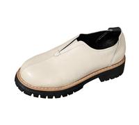 Vhersily 2026 Mocassins pour femme avec semelle épaisse orthopédique antidérapante Chaussures de danse à talon épais en cuir verni, chaussures plates élégantes de travail décontractées pour