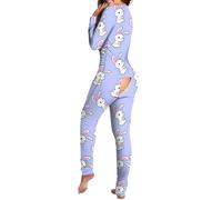 Vhersily 2026 Pyjama Sexy Femme avec Ouverture Arrière Une seule pièce Pyjama Ensemble avec Rabat Barboteuse Manches Longues Body Pyjama Onesie Curvy Ensemble Couple Training Sportwear, aubergine, XXL