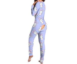 Vhersily 2026 Pyjama Sexy Femme avec Ouverture Arrière Une seule pièce Pyjama Ensemble avec Rabat Barboteuse Manches Longues Body Pyjama Onesie Curvy Ensemble Couple Training Sportwear, aubergine, XXL
