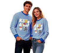 Vhersily 2026 T-shirt Décontracté Rayé Imprimé Manches Longues Col Rond T-shirt Costume de Marin Hippie Danse pour Oriental Costumes Carnaval Style Tendance et Festif Vibrant pour Party Club, bleu