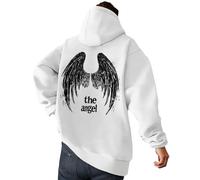 Vhersily 2026 Veste d'hiver pour homme avec imprimé ailes d'ange et cœurs multiples couleurs à la mode, sweat à capuche doux et confortable pour saison froide et occasions décontractées, B Blanc, M