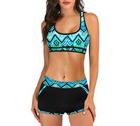 Vhersily Arena Maillot de bain pour femme, Bikini avec Hawaï Imprimé Taille Haute Mer Piscine Soutien-Gorge Rembourré Short de Bain Curvy, Élégant Nuit de Mariage Vacances en Lune de Miel Voyage, Noir