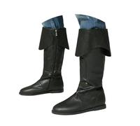 Vhersily Bottes en Cuir PU à Talons Bas Mid Tube Chevaliers Bottes de Renaissance médiévale Cosplay Fête de Carnaval Housses médiévales pour Soirée Mariages Cérémonie, B Noir, 44 EU