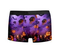 Vhersily Boxer pour homme avec impression d'horreur d'Halloween Respirant Doux Élastique Confortable Sous-Vêtements Classique Sous-Vêtements Sport Étui Support Shorts Boxer Élastique Troncs, aubergine