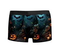 Vhersily Boxer pour homme avec impression d'horreur d'Halloween Respirant Doux Élastique Confortable Sous-Vêtements Classique Sous-Vêtements Sport Étui Support Shorts Boxer Élastique Troncs, Bleu