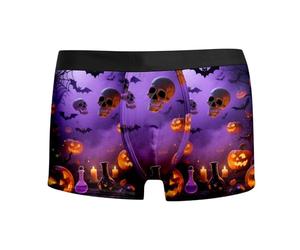 Vhersily Boxer pour homme avec impression d'horreur d'Halloween Respirant Doux Élastique Confortable Sous-Vêtements Classique Sous-Vêtements Sport Étui Support Shorts Boxer Élastique Troncs, aubergine