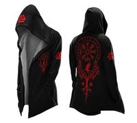 Vhersily Cape à Capuche Unisexe Amulette Dragon Viking Mythologie Norrena Manteau Chaud en Cachemire Veste Païenne Viking Homme Pull Tops Classique Élégant Hiver Coupe Vent Vestes