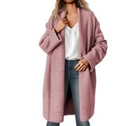Vhersily Cardigan long pour femme à manches longues ouvert sur le devant drapé avec poches manteau élégant d'hiver col revers au genou couleur unie longue veste classique pour affaires, B Rouge, S