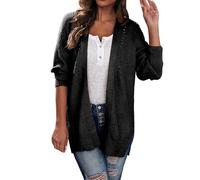 Vhersily Cardigan pour femme, long et élégant en maille à manches longues, couleur unie, manteau tricoté avec poches à la mode classique d'hiver coupe-vent, pour les affaires et les mariages, les