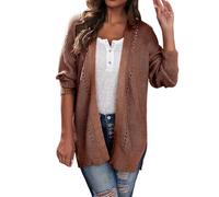 Vhersily Cardigan pour femme, long et élégant en maille à manches longues, manteau tricoté avec poches à la mode classique d'hiver coupe-vent, pour les affaires et les mariages, les demi-saisons