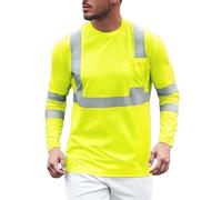Vhersily Chemise de Travail Réfléchissant de Sécurité, Extérieur d'Été Fai-de-T T-shirt Respirant Haute visibilité avec Protection d'Avertissement, Réfléchissant, Léger à Manches Longues, jaune, XXXL