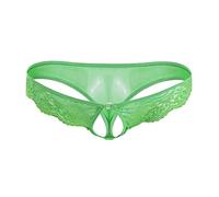 Vhersily Cheval ouvert T-Back Culotte Homme Sexy Dentelle Slip Taille Basse Pénis Trou Tanga Bikini G-String Sous-Vêtements pour Gym Entraînement Discothèque, Porter Pendant le Sommeil, vert, Taille