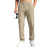 Vhersily Chino Pantalon en Coton et Lin Hommes Skinny Fit Slim Trousers Stretch Bodycon Chinos Travail Droit avec Lacets Respirant Pantalon de Sport Respirant Confortable Mode pour Entraînement Gym
