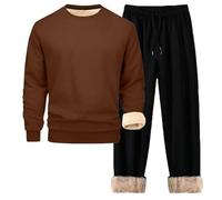 Vhersily Combinaison complète pour homme, sweat à capuche et pantalon de travail, combinaison 2 pièces, hiver gaffé thermique, complet de sport, lourd, combinaisons de gymnastique en polaire pour le