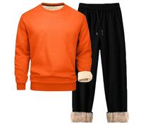 Vhersily Combinaison complète pour homme, sweat à capuche et pantalon de travail, combinaison 2 pièces, hiver gaffé thermique, complet de sport, lourd, combinaisons de gymnastique en polaire pour le