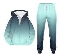 Vhersily Combinaison de jogging pour homme, combinaison de sport de football, avec capuche et pantalon, vêtements de sport pour fitness, yoga, gym, porter un nouveau semestre, automne et hiver, B vert