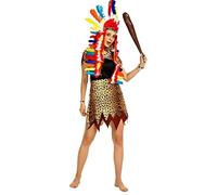 Vhersily Costume de jungle pour femme, pour Cosplay, âge de pierre, léopard indien, caftan, bandana et jambières Wilma Style de base Vintage Rave Outfit Party Clubwear Curvy Costumes de carnaval