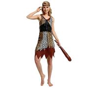 Vhersily Costume de jungle pour femme, pour Cosplay, âge de pierre, léopard indien, caftan, bandana et jambières Wilma Style de base Vintage Rave Party Clubwear Curvy Costumes Carnaval, Marron 5