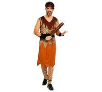 Vhersily Costume de Jungle pour homme, pour Cosplay, Age de pierre, Léopard Indien, Caftan, Bandana et Jambières Costume de carnaval Wilma Style Basic Vintage Rave Party Clubwear, Marron 7, Taille