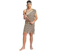 Vhersily Costume de Jungle pour homme, pour Cosplay, Age de pierre, Léopard Indien, Caftan, Bandana et Jambières Costume de carnaval Wilma Style Basic Vintage Rave Party Clubwear, Marron 10, Taille