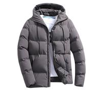 Vhersily Doudoune Hiver Homme à Capuche Chaud Slim Fit - Veste Parka Manteau Décontracté Grande Taille, Dark Gray, XL