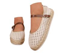 Vhersily Espadrilles classiques avec boucle, style espadrille, semelle sparto, doux, amortissant, pantoufles décontractées, bohème, voyage, piscine, sexy, pour femme, chaudes, légères, respirantes