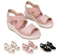Vhersily Espadrilles pour femme 2026 compensées Sandales confortables d'été Talon ouvert d'été Plateau Domna Cuir Marche Pantoufles Memory Chaussures de danse fermées Mariage Sexy Femme Hot, Rouge, 37