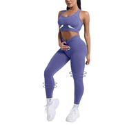 Vhersily Femme Ensemble de Vêtements de Yoga Haut Sportif+Leggings 2 Pièces Kit Push Up Pantalons Taille Haute Pilates Jogging Tenue de Sport Fitness Élégante Activewear pour Entraînement et Gym
