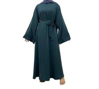 Vhersily Femmes Musulmanes Ramadan Dubai Abaya Robe Longue Islam Vêtements Simple Maxi Robe pour Mariage, Classique Formelle Chic Streetwear Confortable Doux Vintage pour Maison Bureau, vert, L