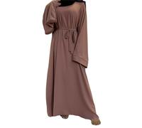 Vhersily Femmes Musulmanes Ramadan Dubai Abaya Robe Longue Islam Vêtements Simple Maxi Robe pour Mariage, Classique Formelle Chic Streetwear Confortable Doux Vintage pour Maison Bureau, rose, L