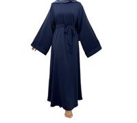 Vhersily Femmes Musulmanes Ramadan Dubai Abaya Robe Longue Islam Vêtements Simple Maxi Robe pour Mariage, Classique Formelle Chic Streetwear Confortable Doux Vintage pour Maison Bureau, bleu, L